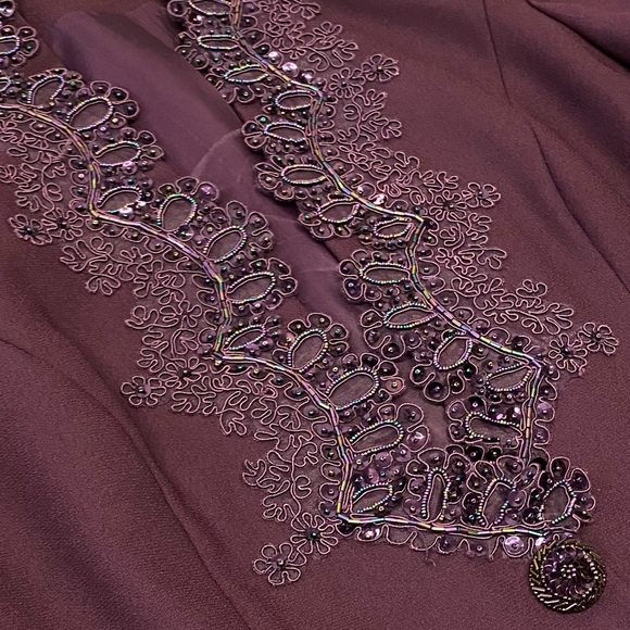 Vintage Plus Size Blazer and Dress Set with Beaded, Sequence Detailing - Picture 5 of 6